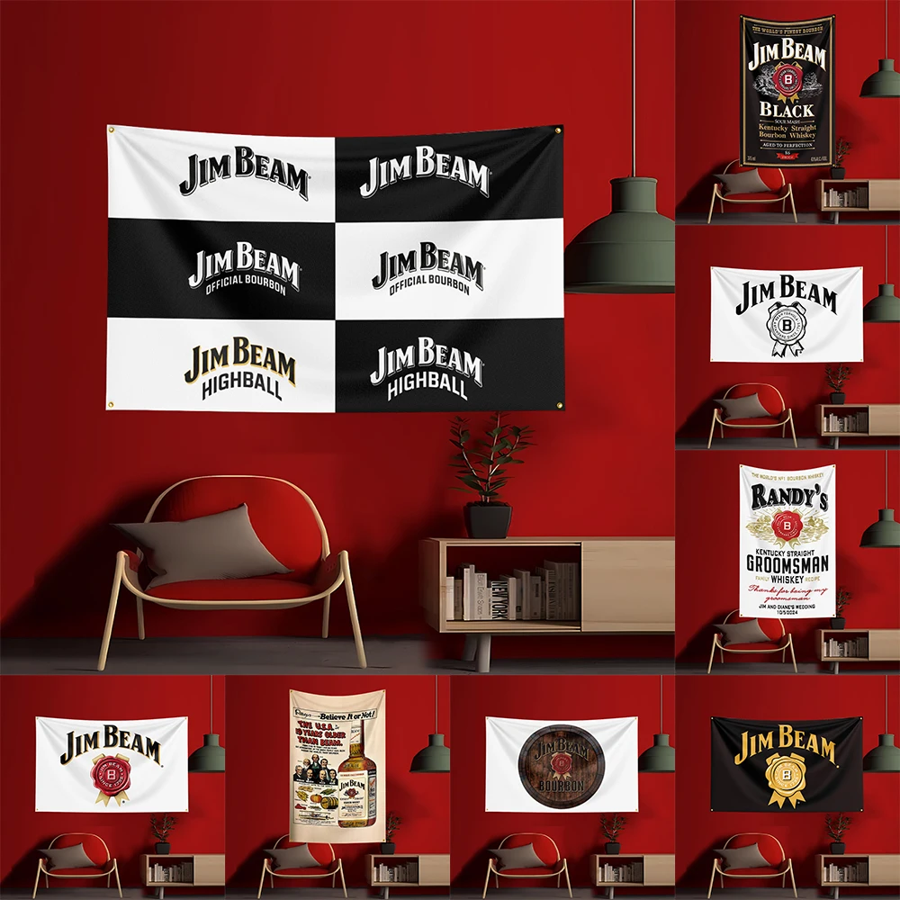 Wine Beer Rum - ธงวิสกี้-J-jim ขนาด 90x150 ซม. ทำจากโพลีเอสเตอร์ พิมพ์ลายเครื่องดื่มแอลกอฮอล์