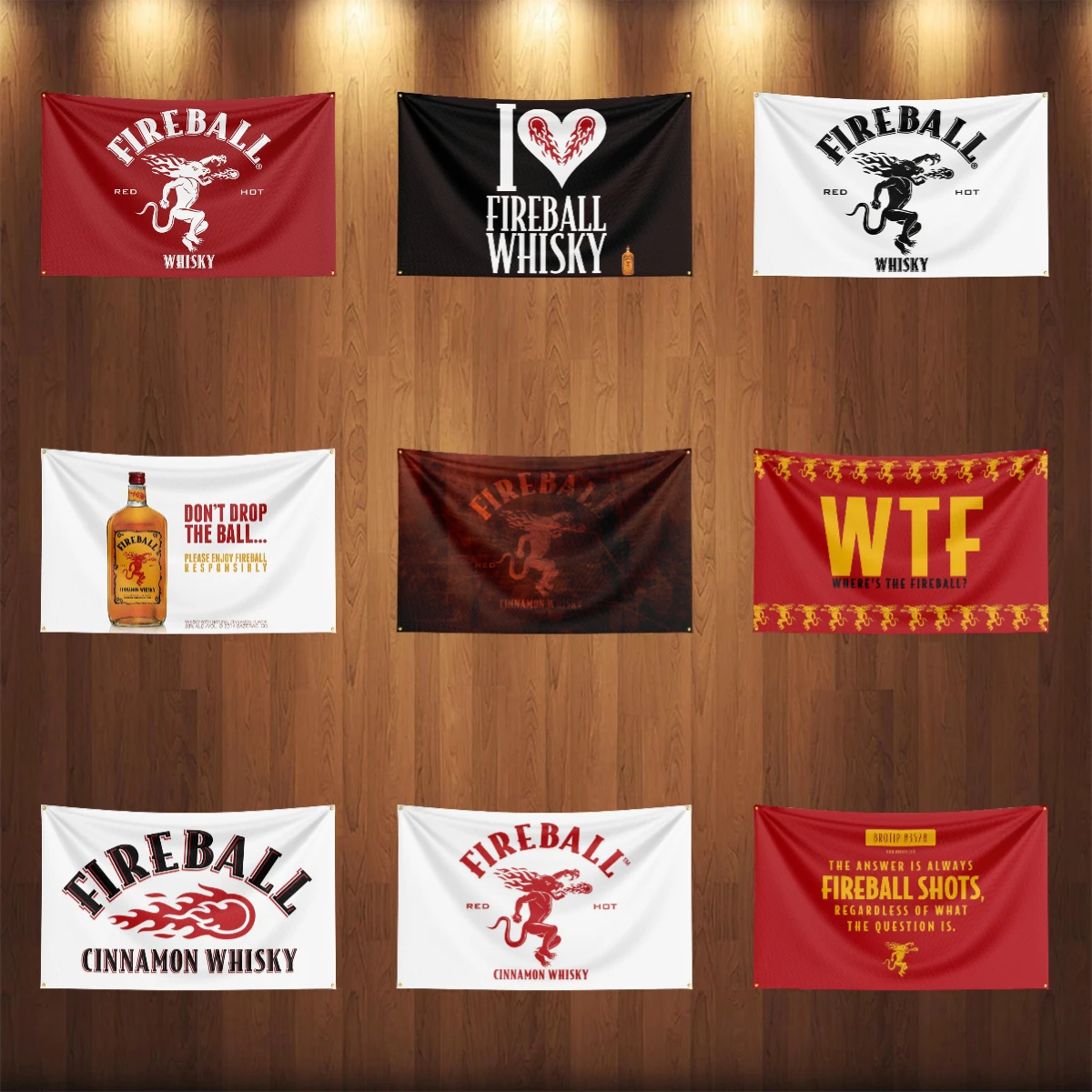 Wine Beer Rum - 3 × 5ft วิสกี้-f-fireballs ธงโพลีเอสเตอร์พิมพ์แอลกอฮอล์ไวน์แบนเนอร์สําหรับตกแต่งเครื่องดื่ม rum