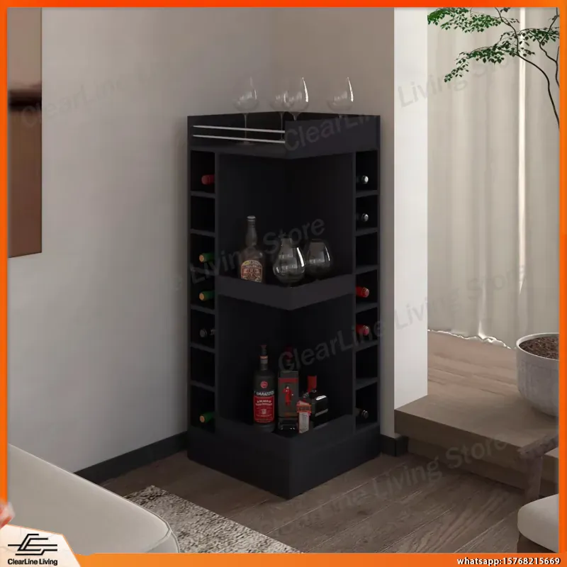 ตู้บาร์มุมสีดำพร้อมชั้นวางไวน์ - Wine Beer Rum บทวิจารณ์และราคา